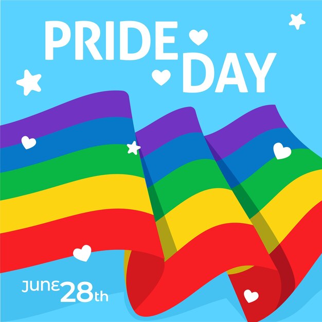 El amor es amor bandera del día del orgullo y corazón con estrellas
