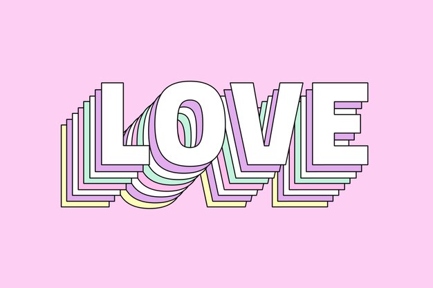 Amor tipografía retro multicapa