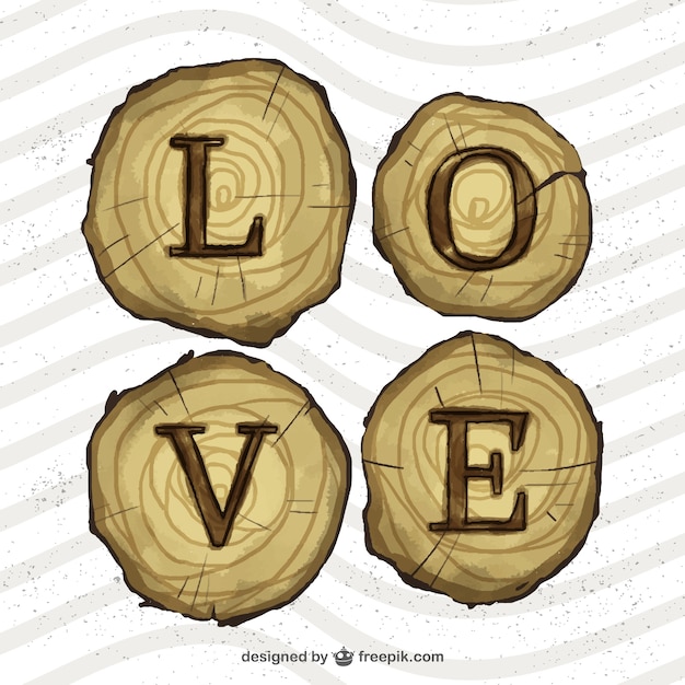 Vector gratuito amor en trozos de madera