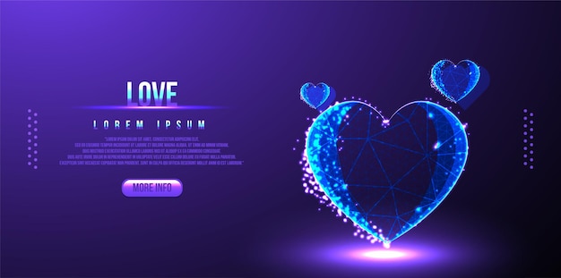 Amor valentines low poly wireframe