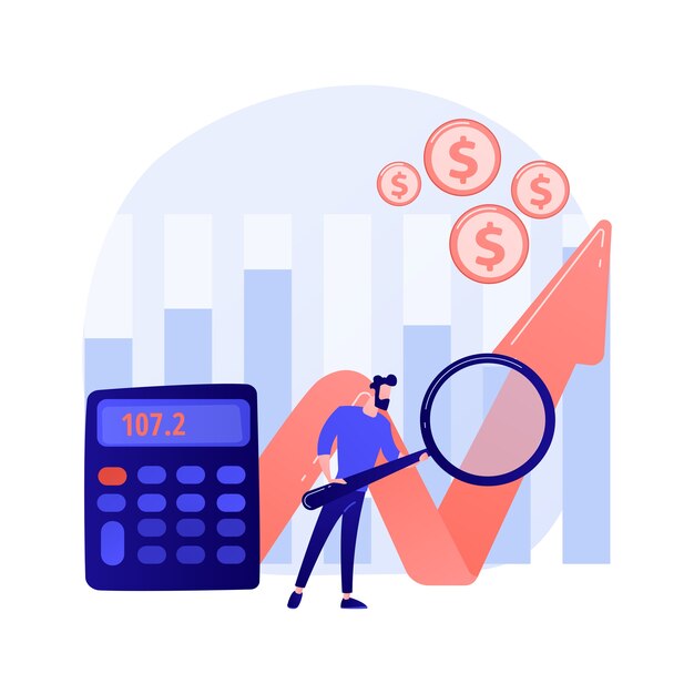 Análisis bursátil. Investigación económica, estudio de tendencias comerciales, calificación de costos de empresas y negocios. Corredor de bolsa estudiando estadísticas de mercado.