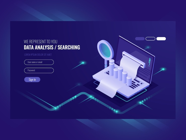 Vector gratuito análisis de datos, búsqueda de información, consulta de centros de datos, optimización de motores de búsqueda