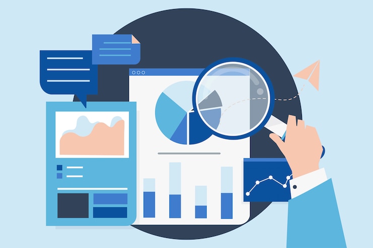 Vector gratuito análisis de desempeño empresarial con gráficos