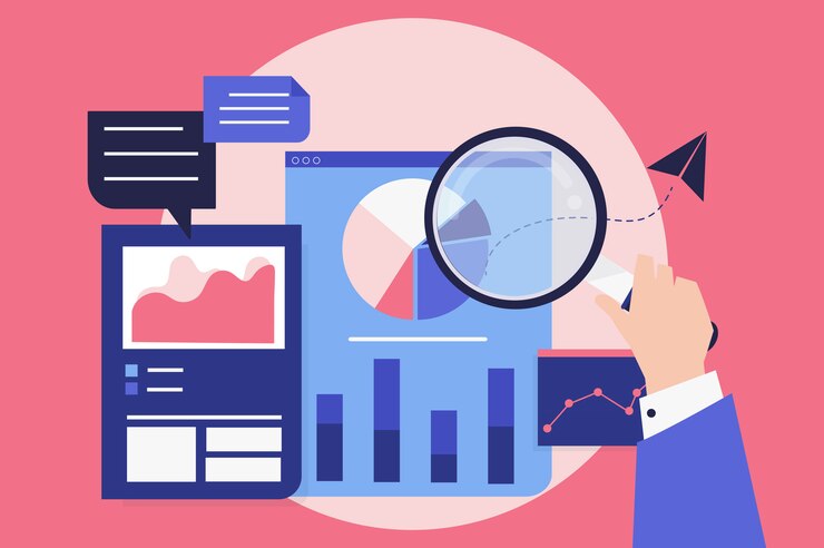 Vector gratuito análisis de desempeño empresarial con gráficos