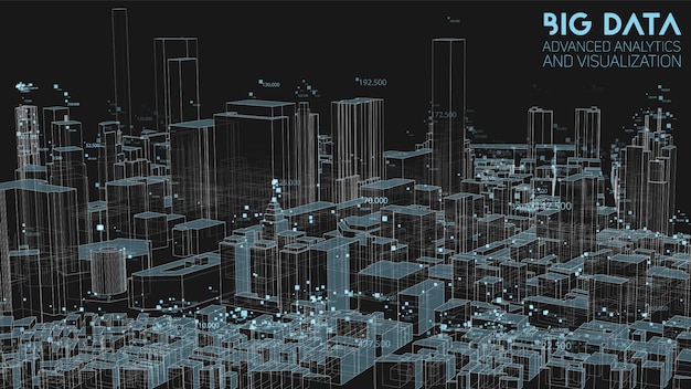 Análisis de estructura financiera urbana abstracta 3d de big data