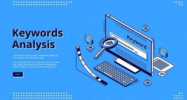 Análisis de palabras clave seo herramienta isométrica página de inicio