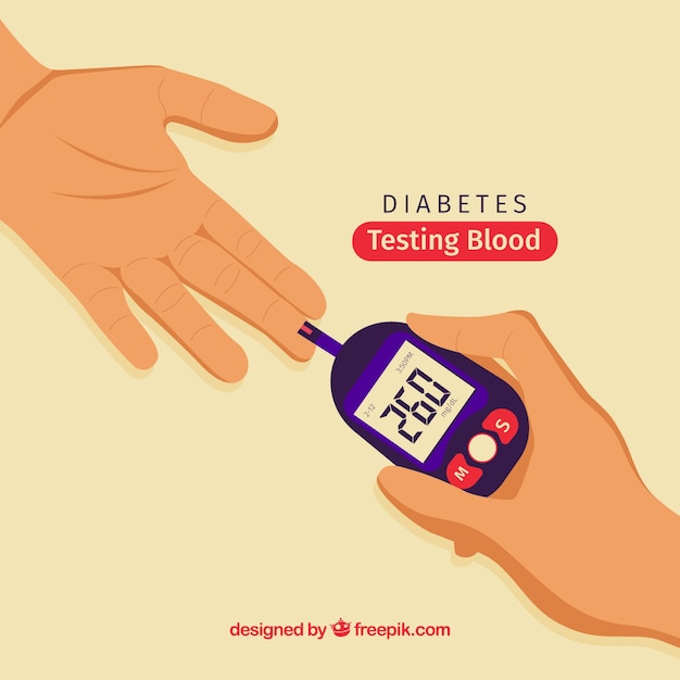Análisis de sangre para diabéticos con diseño plano