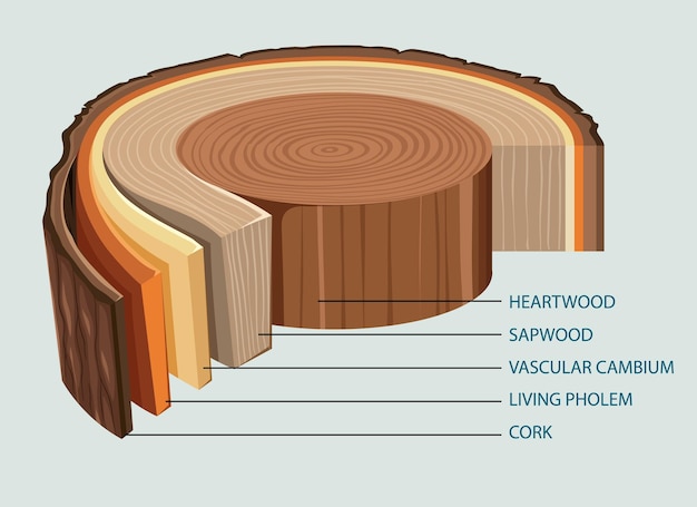 Vector gratuito anatomía del tronco de un árbol