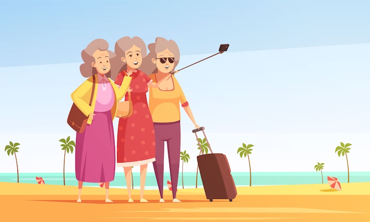 Vector gratuito ancianas tomando foto selfie ilustración