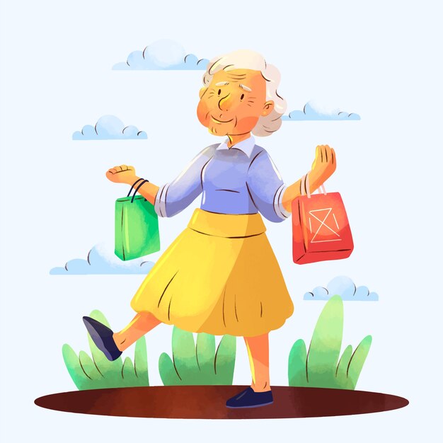 Ancianos divirtiéndose ilustración