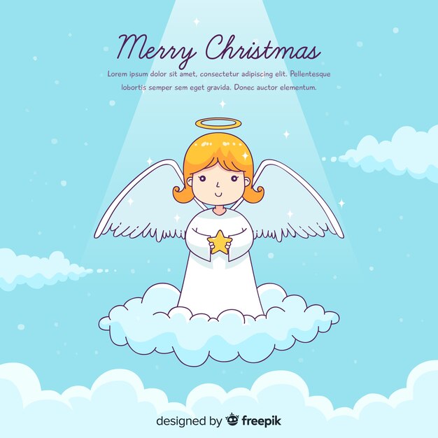 Ángel de navidad adorable dibujado a mano