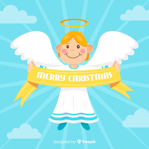 Vector gratuito Ángel de navidad adorable dibujado a mano