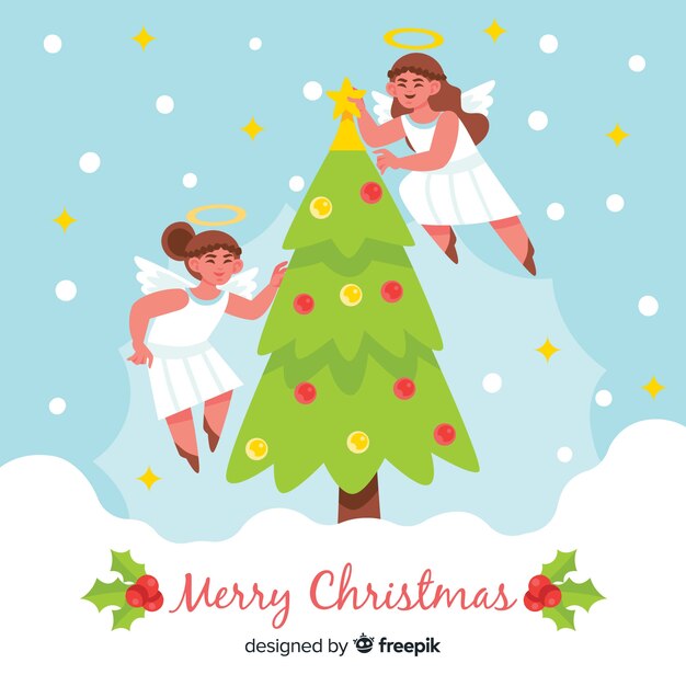 Ángel de navidad dibujado a mano