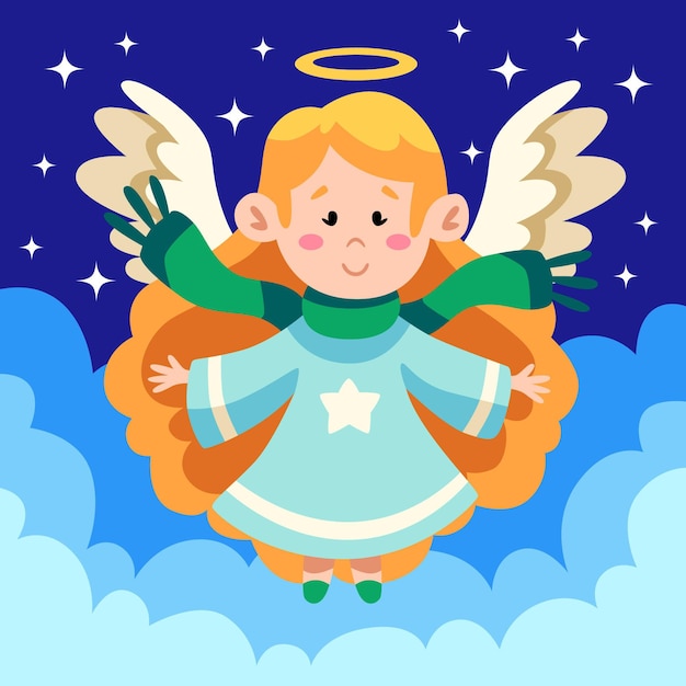 Vector gratuito Ángel de navidad de diseño plano