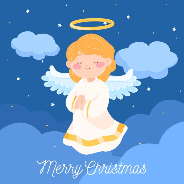 Ángel navideño en diseño plano