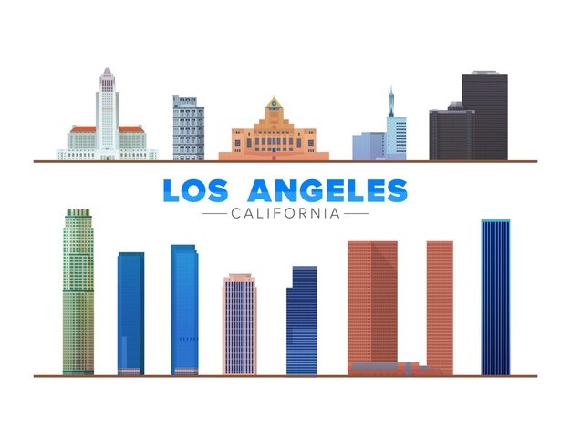 Los Ángeles, California, Estados Unidos, hito de la ciudad, ilustración vectorial plana, imagen de turismo y negocios con objeto aislado