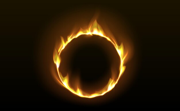 Anillo de fuego con lenguas de llamas brillantes