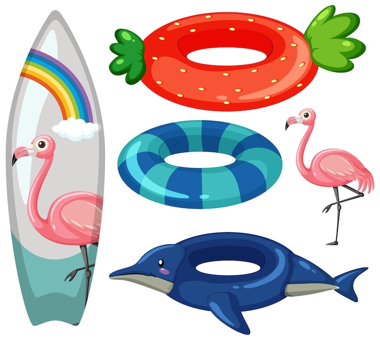 Vector gratuito anillo inflable en colección temática de verano