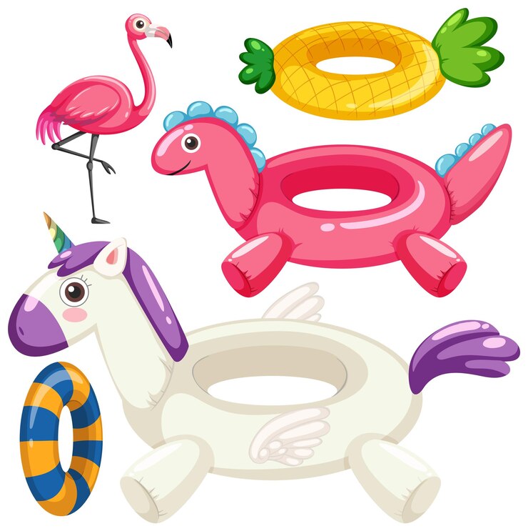 Vector gratuito anillo inflable en colección temática de verano