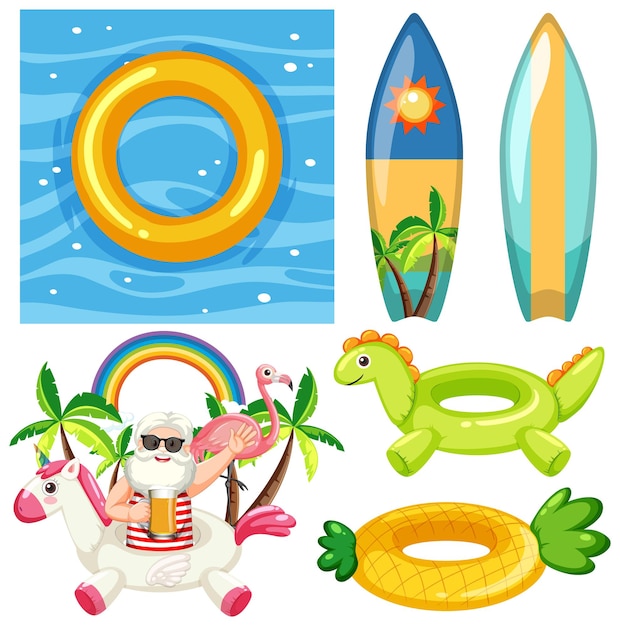 Vector gratuito anillo inflable en colección temática de verano