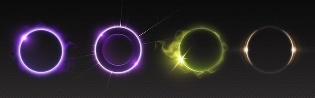 Anillo de luz de halo con vector de efecto de brillo de llamarada de neón