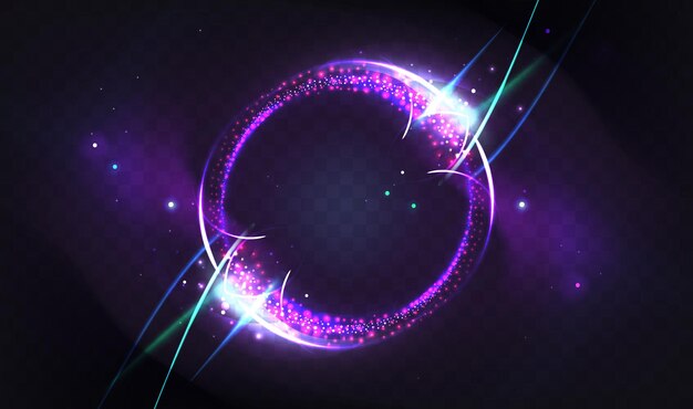 Anillo de luz de neón aislado sobre un fondo transparente