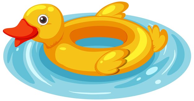 Anillo de natación de pato en el agua aislado