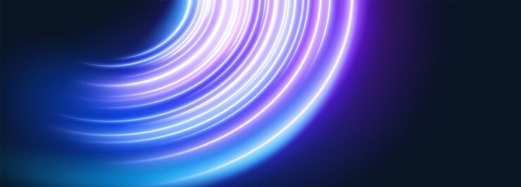 Vector gratuito anillo de planeta de neón abstracto en fondo negro ilustración vectorial realista de un rastro de luz brillante brillante tecnología digital de fondo tecnología futurista efecto de velocidad energía línea de órbita de movimiento