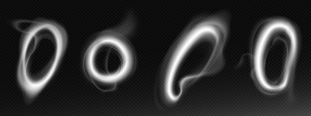 Anillos de humo aislados sobre un fondo transparente