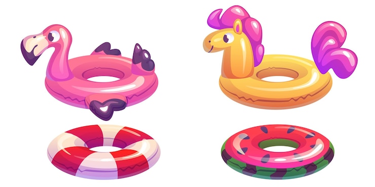 Vector gratuito anillos inflables colocados aislados en blanco