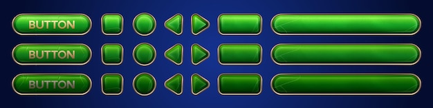 Animación de botón de vector de interfaz de usuario verde para interfaz de juego