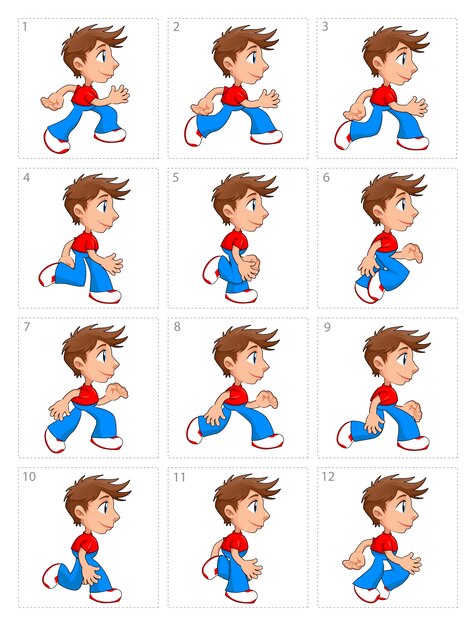 Animación de un niño corriendo