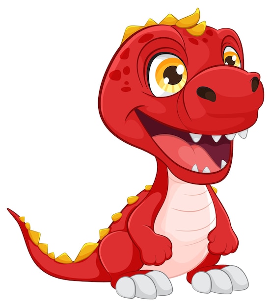 Vector gratuito el animado dinosaurio rojo alegre