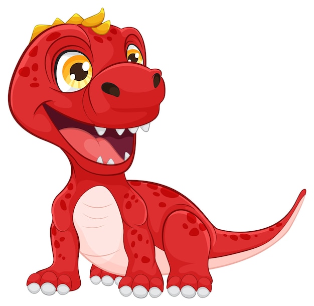 Vector gratuito el animado dinosaurio rojo alegre