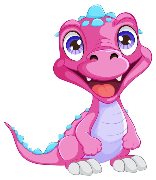 Vector gratuito el animado dinosaurio rosado alegre