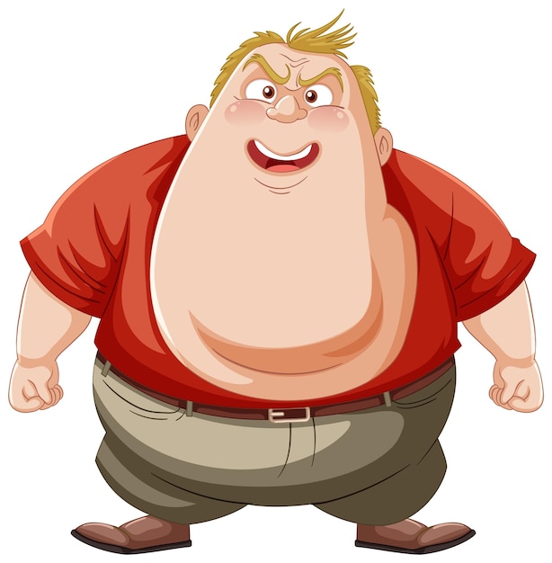 El animado hombre de dibujos animados de pie con confianza