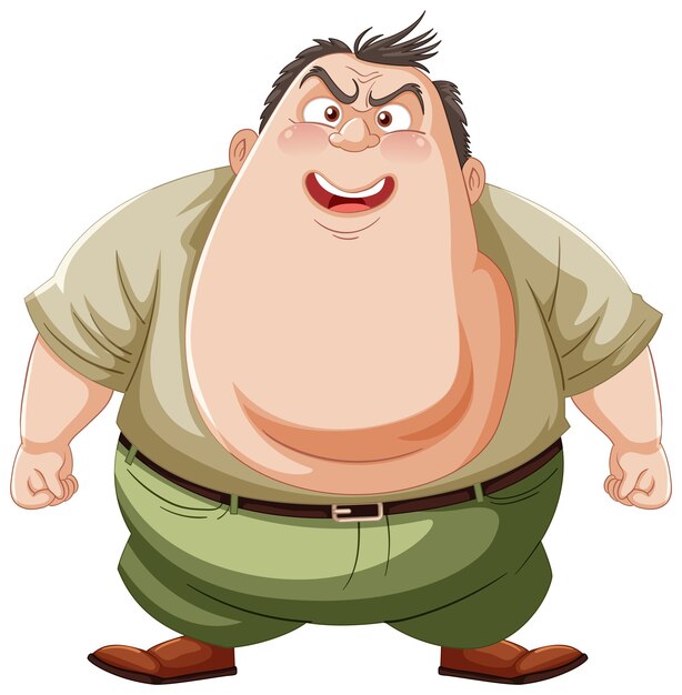 El animado hombre de dibujos animados de pie con orgullo