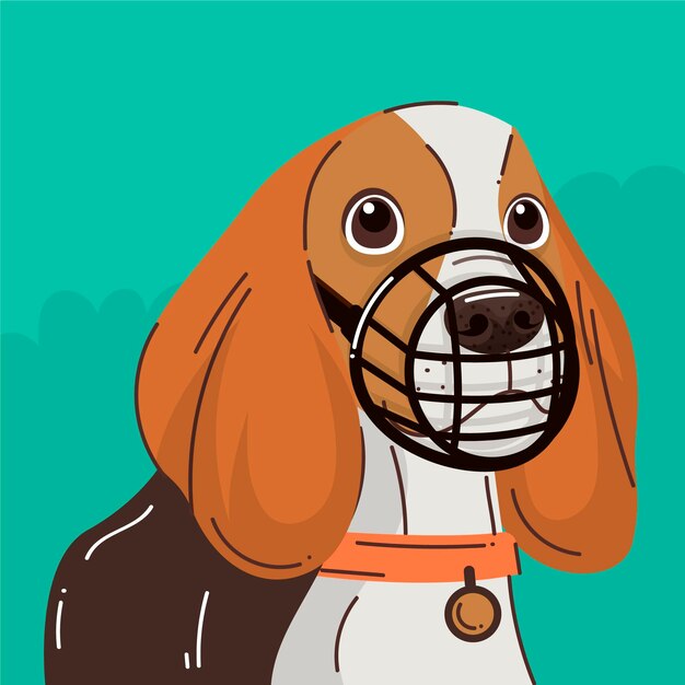 Animal con bozal plano ilustrado