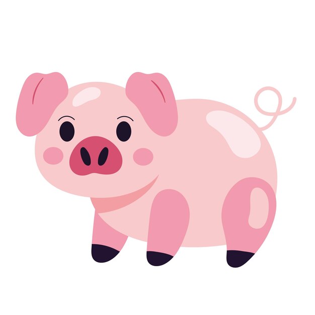 Animal de granja de lechón rosa alegre