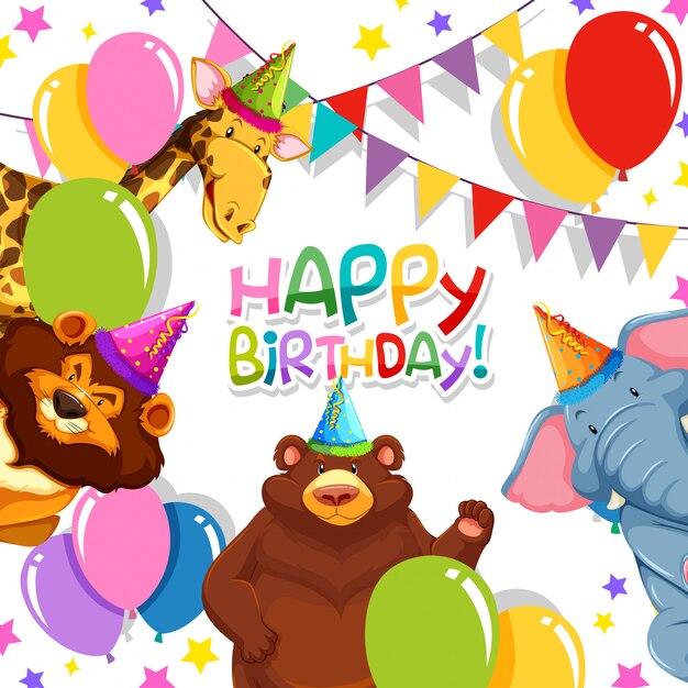 Animal salvaje en plantilla de cumpleaños
