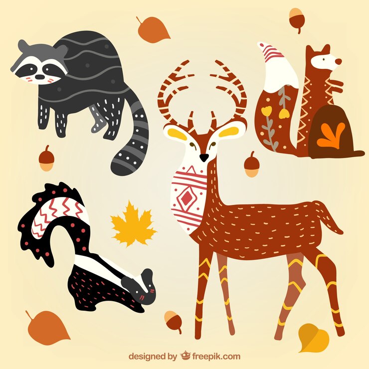Vector gratuito animales abstractos del bosque