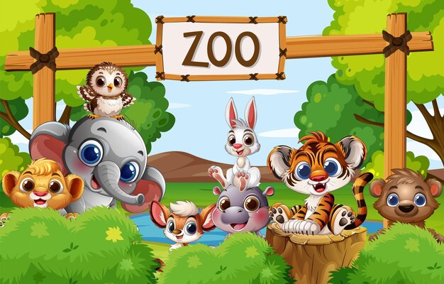 Animales adorables en la entrada del zoológico