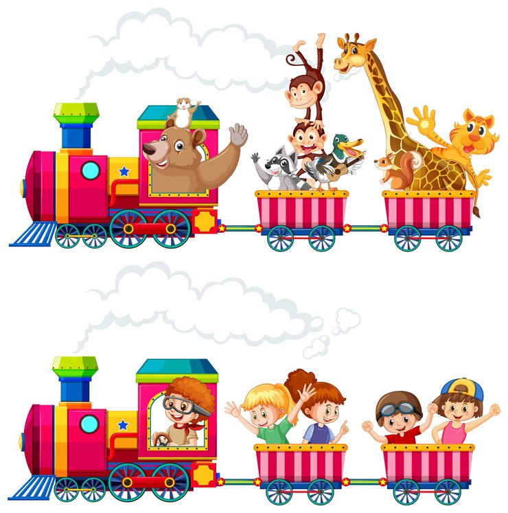 Vector gratuito los animales en una aventura en tren