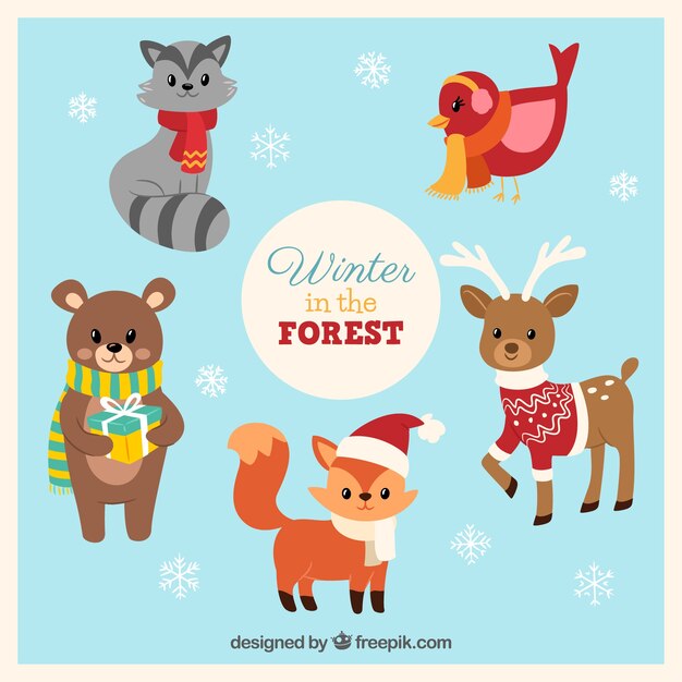 Animales del bosque de invierno