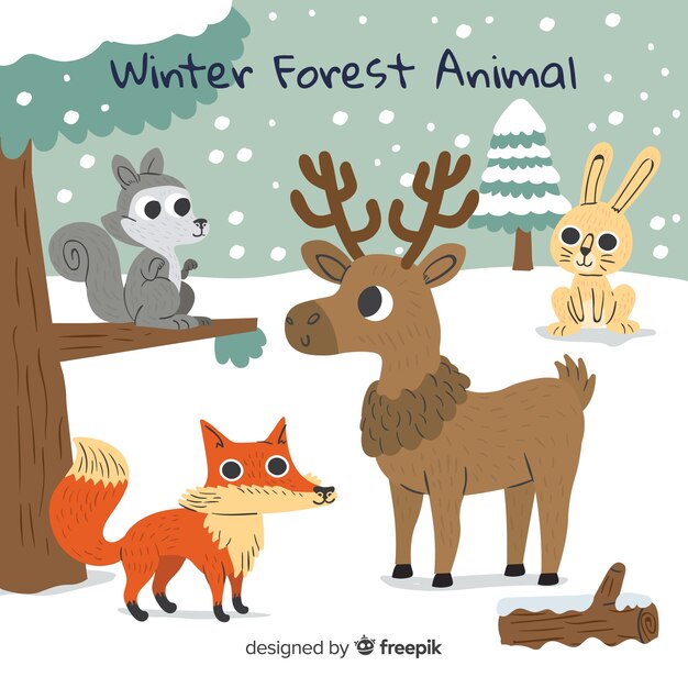 Animales del bosque en invierno
