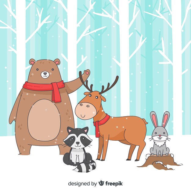 Animales del bosque en invierno