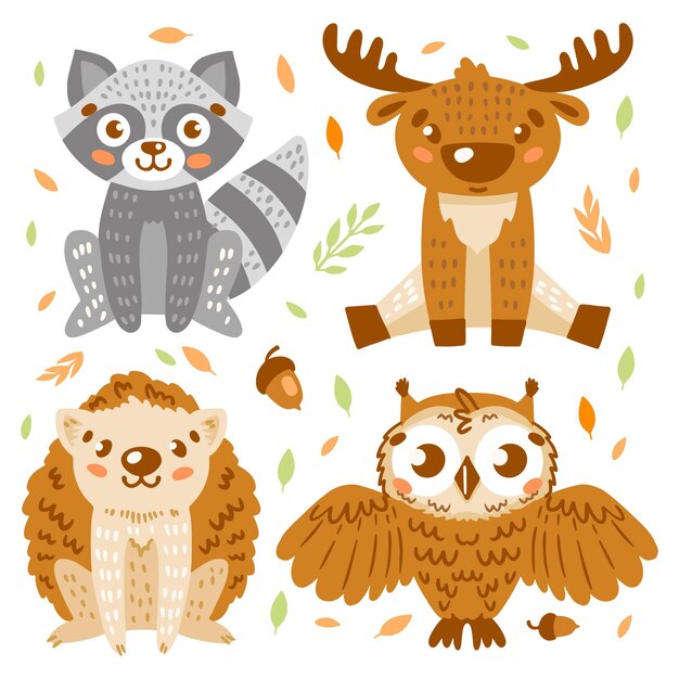 Animales del bosque de otoño