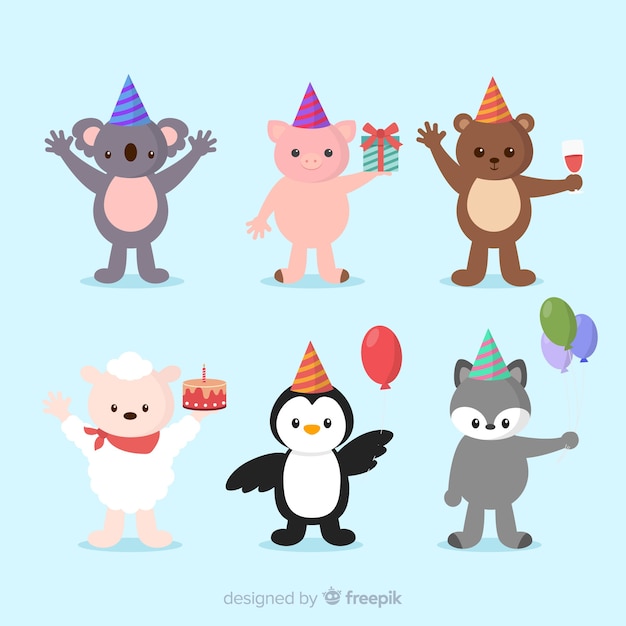 Vector gratuito animales de cumpleaños