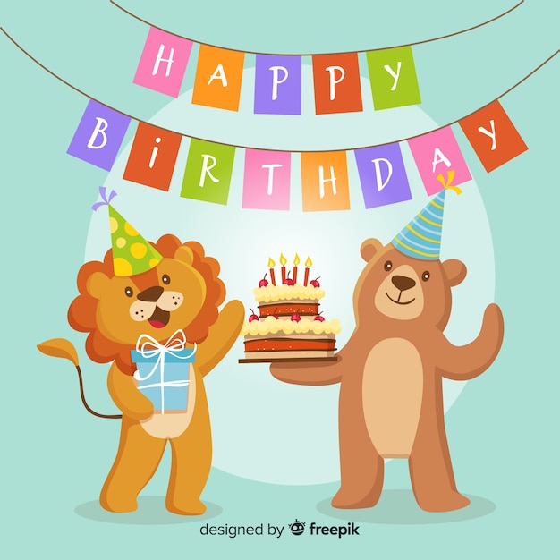 Vector gratuito animales de cumpleaños