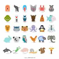 Vector gratuito los animales de dibujos animados lindos vectores